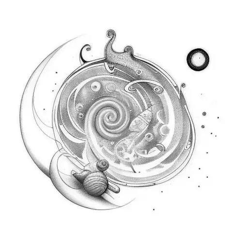 A tattoo that combines the golden ratio with a galaxy and a snail tattoo design idea