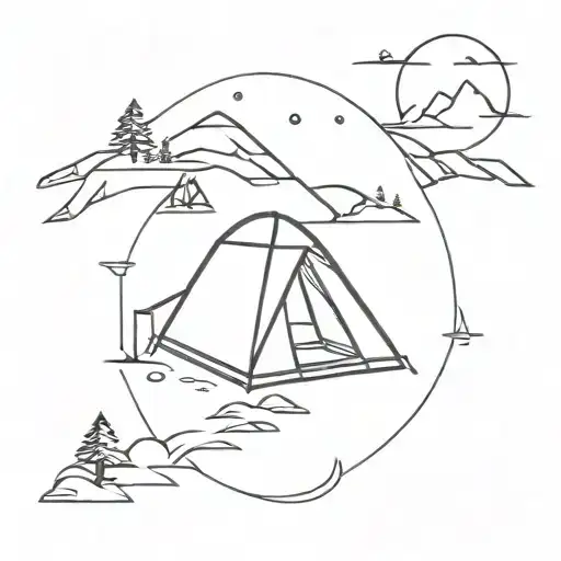 camping tent tattoo design idea