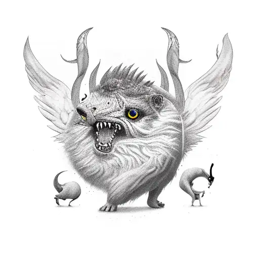 Surrealism Beast A Person Level Difference Tattoo Idea - BlackInk AI