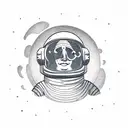 astronaut sitting down in the Moon watching the earth full of building and proud of his travel    tattoo design idea