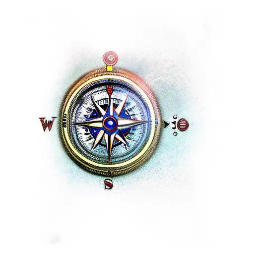 steampunk compass lighthouse tattoo design idea