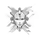 Ghost in the Shell-inspired cybernetic laptop tattoo design idea