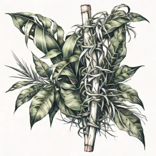 sugar canes and lianas surrounding it tattoo design idea