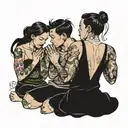 four people praying  tattoo design idea