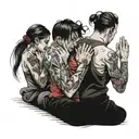 four people praying  tattoo design idea