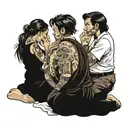 four people praying  tattoo design idea