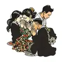 four people praying  tattoo design idea