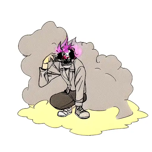 juice wrld flaming skull smoke tattoo design idea