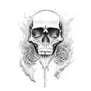 flaming skull 999 juice wrld tattoo design idea