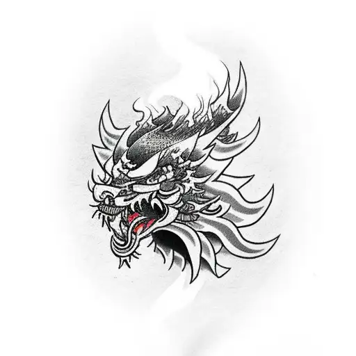 Burning fire helmet tattoo design idea