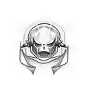 Burning fire helmet tattoo design idea