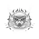 Burning fire helmet tattoo design idea