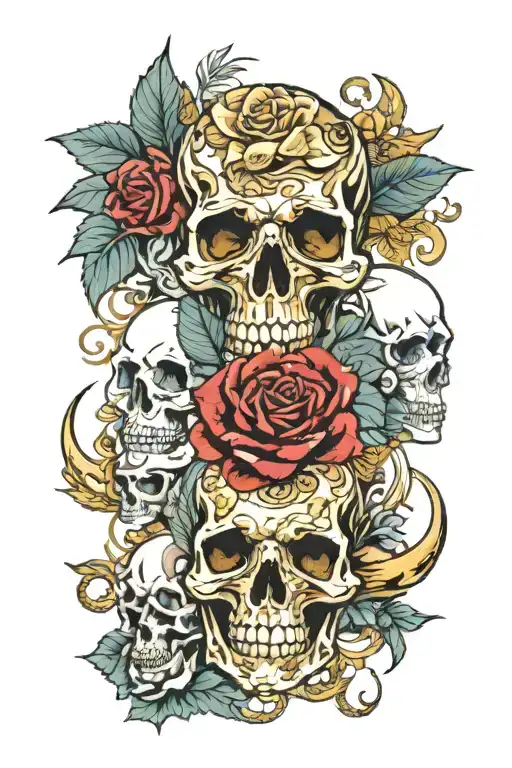 skulls gold roses blood diamond eyes guns money drugs tattoo design idea