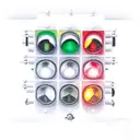 three traffic lights facing different directions, one red, one yellow, the other yellow and green tattoo design idea