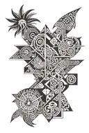 Polynesia with sun tattoo design idea