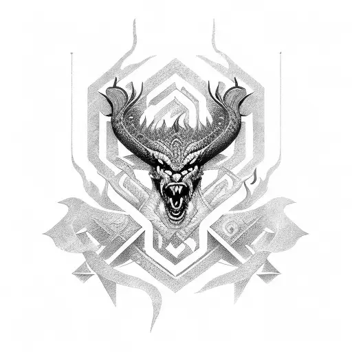 Dragon and Viking Runes tattoo design idea