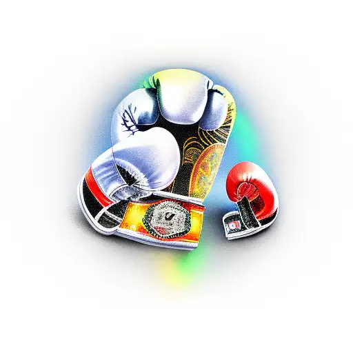 Boxing gloves surrounded by money tattoo design idea