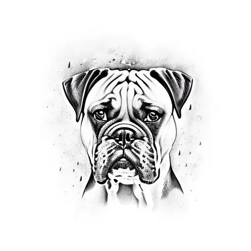 A realistic portrait of a boxer with money raining down tattoo design idea