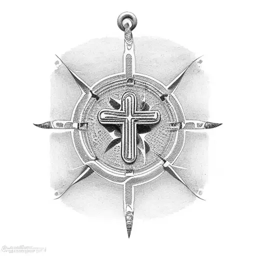 italian cornicello and cross pendant together tattoo design idea