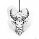 italian bull horn and cross pendant together tattoo design idea
