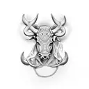 italian bull horn and cross pendant together tattoo design idea