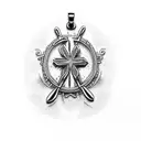 italian cornicello and cross pendant together tattoo design idea