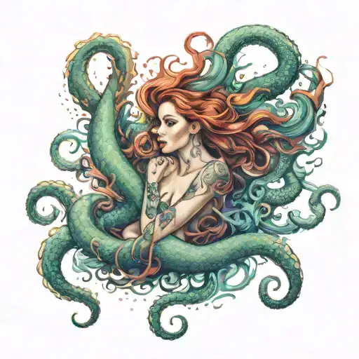 mermaids octopus tattoo design idea