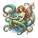 mermaids octopus tattoo design idea
