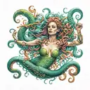 mermaids octopus tattoo design idea