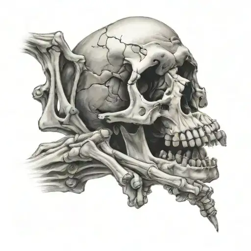 skeletal hand choking tattoo design idea