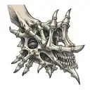 skeletal hand choking tattoo design idea