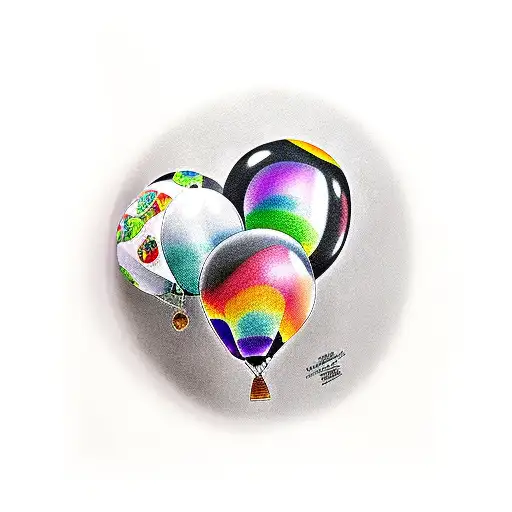 1 black balloon and 1 purple balloon  tattoo design idea