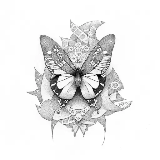 borboleta com o numero 2000 tattoo design idea