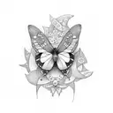 borboleta com o numero 2000 tattoo design idea