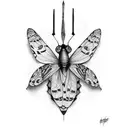 borboleta com o numero 2000 tattoo design idea