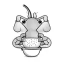 small, cute, chubby praying mantis, a bowl of rice, happy, alone tattoo design idea