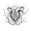 heart with flames and barbed wire tattoo design idea