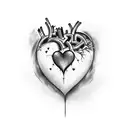 heart with flames and barbed wire tattoo design idea
