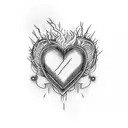 heart with flames and barbed wire tattoo design idea