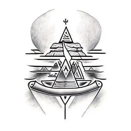 aztec and pyramid tattoo design idea