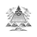 aztec and pyramid and person tattoo design idea