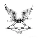 skeleton with wings dancing  tattoo design idea