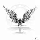 skeleton with wings dancing  tattoo design idea