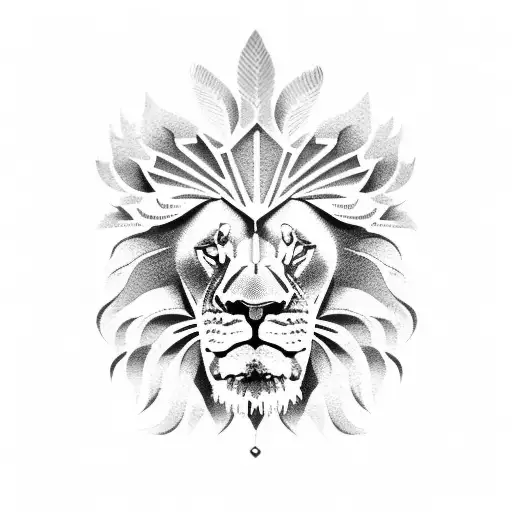 lion with laurel wreath after tattoo design idea