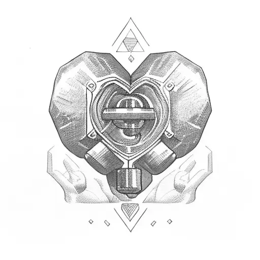 dumbbells in the heart tattoo design idea