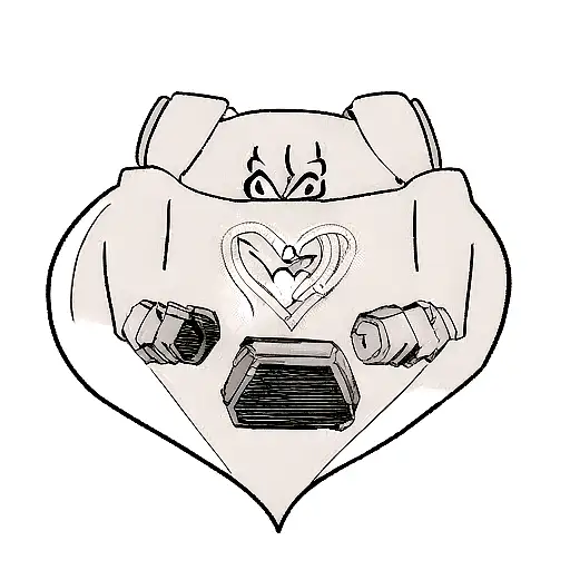 create a tattoo that depicts a heart inside which there is a dumbbell tattoo design idea
