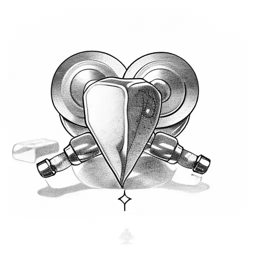dumbbells in the heart tattoo design idea