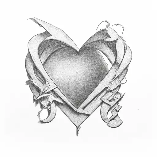the letters H J P merged together in a heart shape tattoo design idea