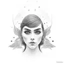 A portrait of Paloma with a divine aura tattoo design idea