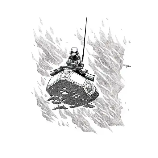 tattoo of a scuba diver exploring the ruins of a Star Wars spaceship tattoo design idea
